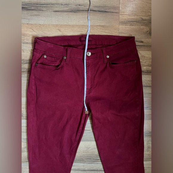 7 For All Mankind Ruby Red Ankle Skinny Jeans Extreme Grind Hem Size 31 - Picture 8 of 9